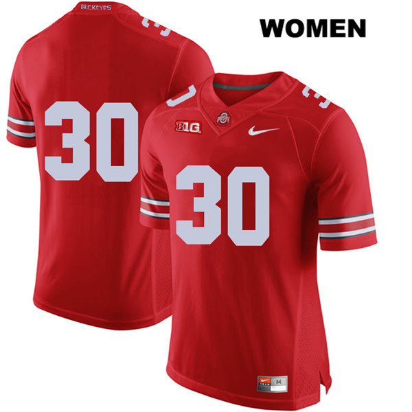 Ohio State Buckeyes Women's Kevin Dever #30 Red Authentic Nike No Name College NCAA Stitched Football Jersey GP19L14HI